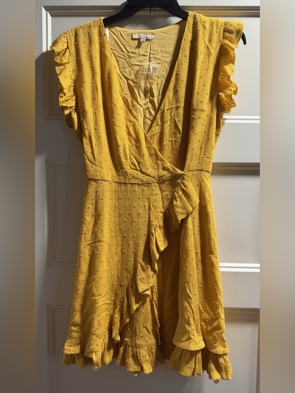 The Clothing Company Small Gold Swiss Dot Ruffle Dress